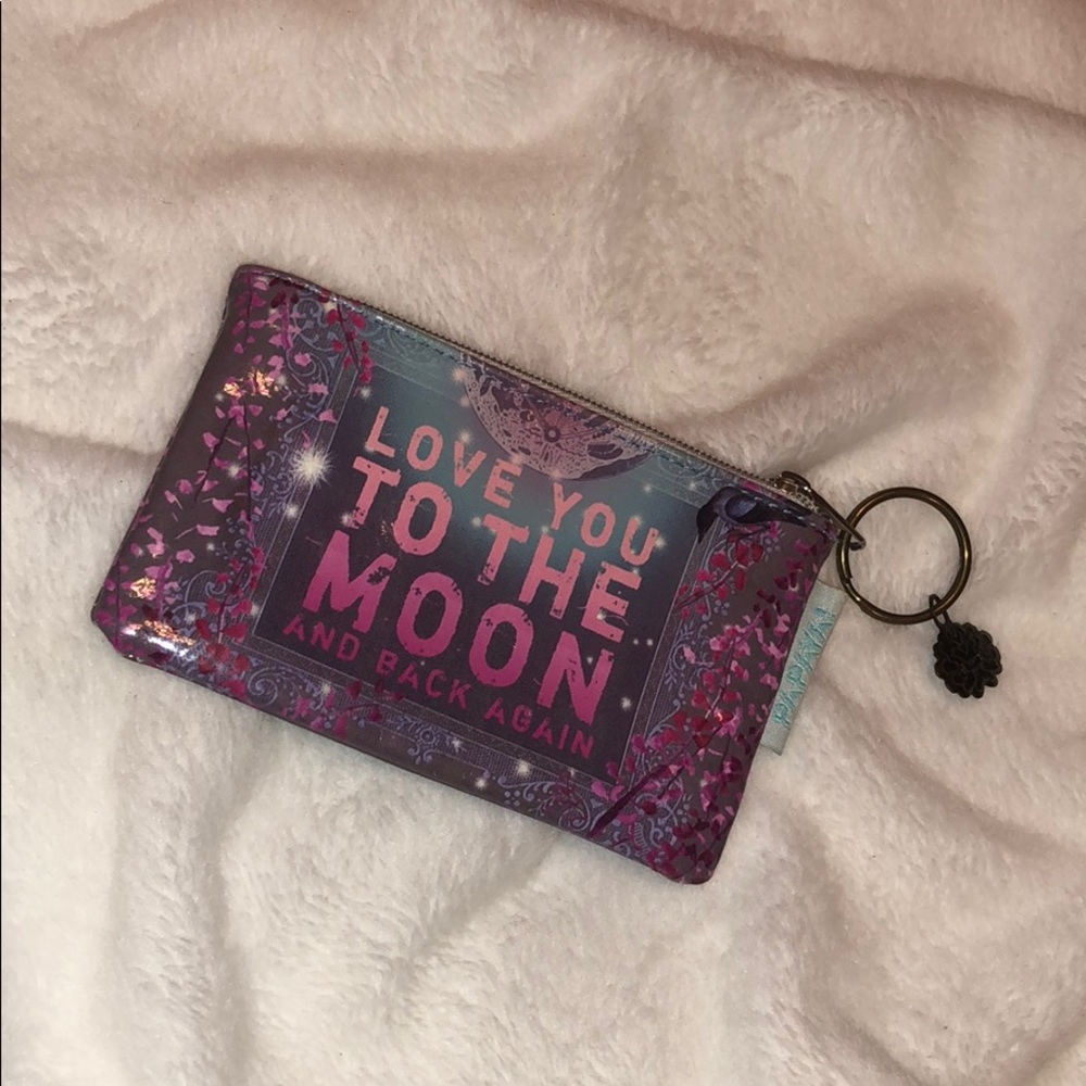 PAPAYA! Coin Purse w Keychain & Zipper!
